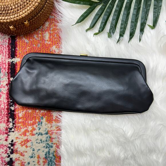 Vintage Black Faux Leather Clutch - Picture 2 of 6